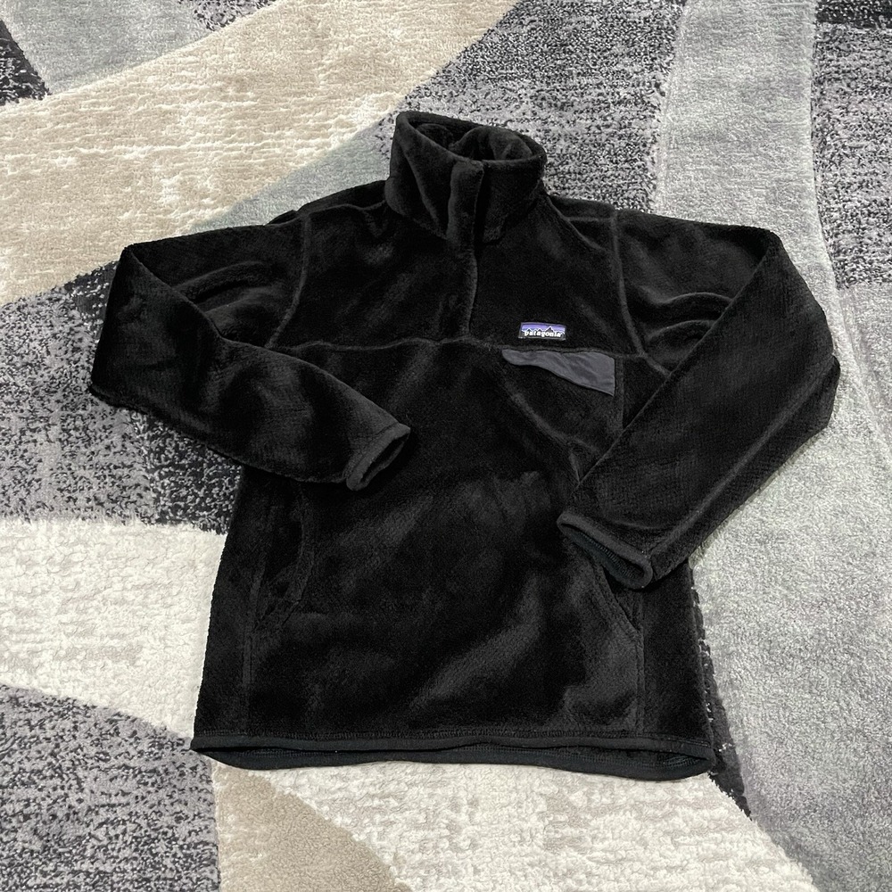 Patagonia Snap-T Jacket Women Small Black Fleece ReTool Sweater Pullover Gorp
